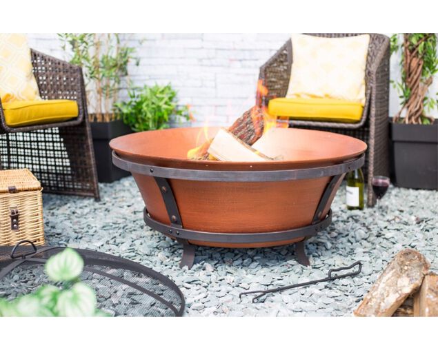 Brushed Copper Cast Iron Fire Pit