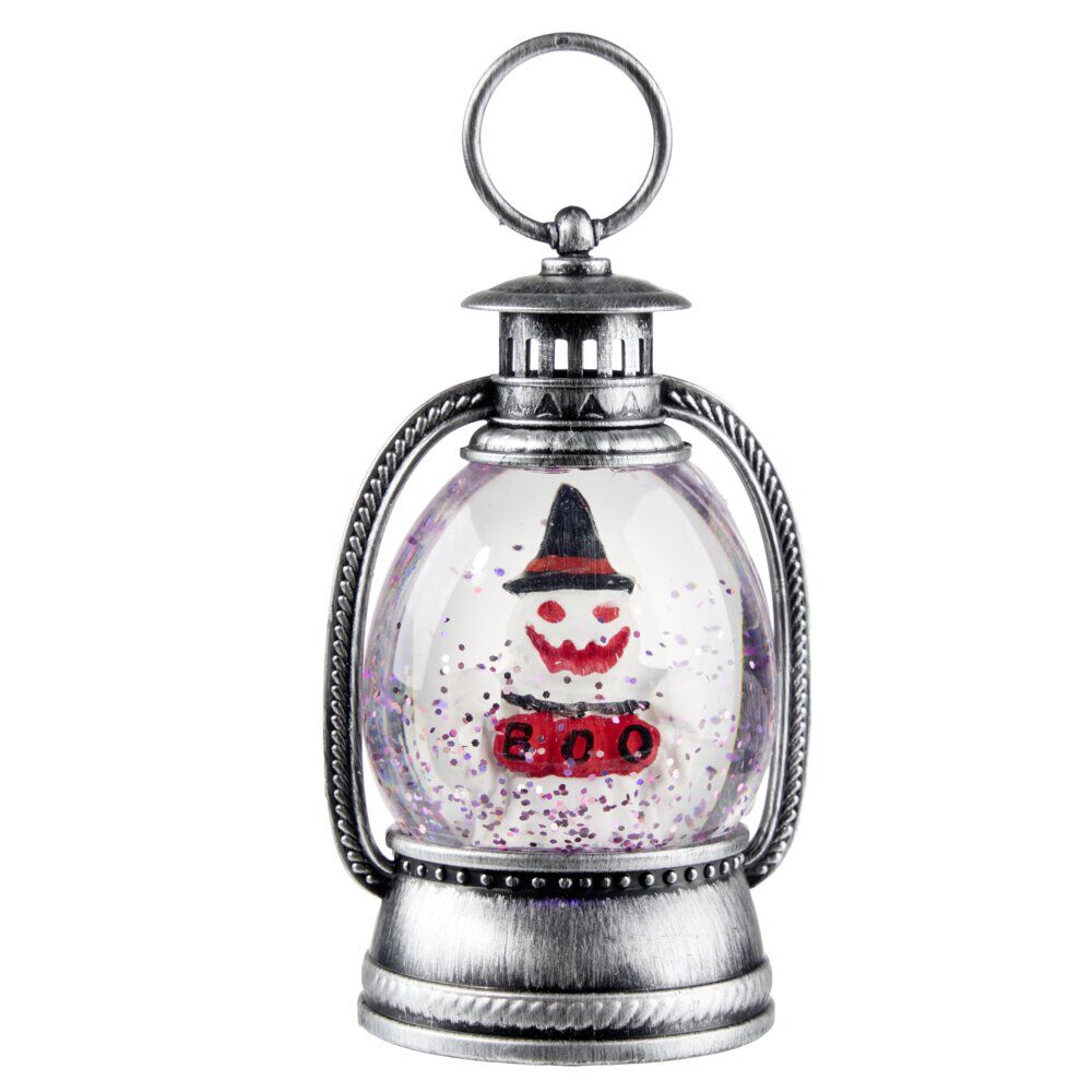 Lanterne déco LED Halloween fantôme boule à neige 8x6xH12cm