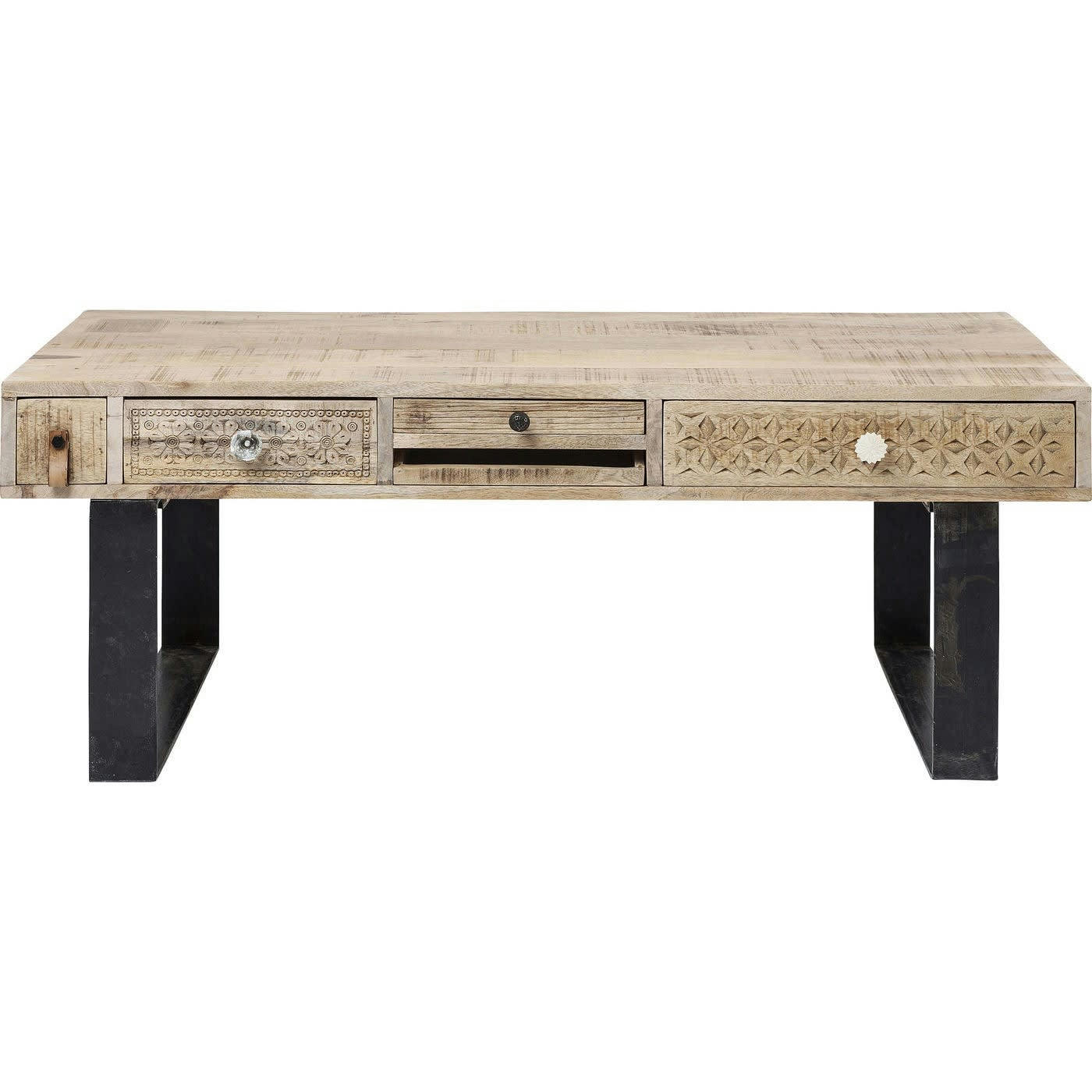 PURO - Table basse en manguier sculpté et acier