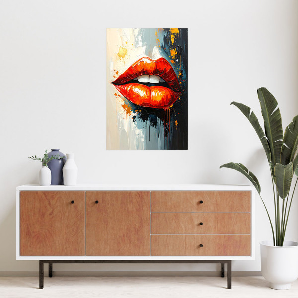 Plakat samoprzylepny do salonu sypialni Feeby Czerwone usta 20x30