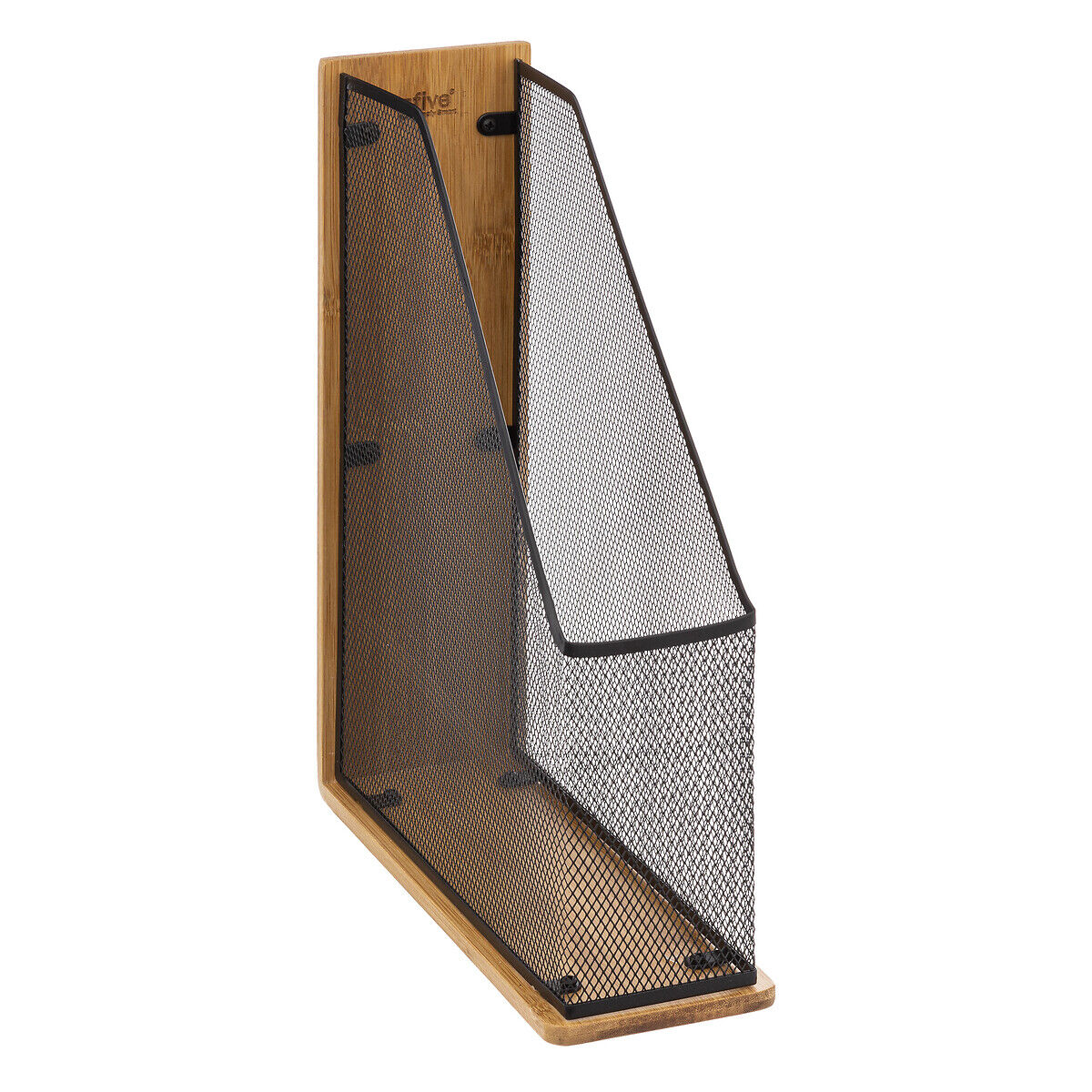 Porta revistas em bambu e metal preto