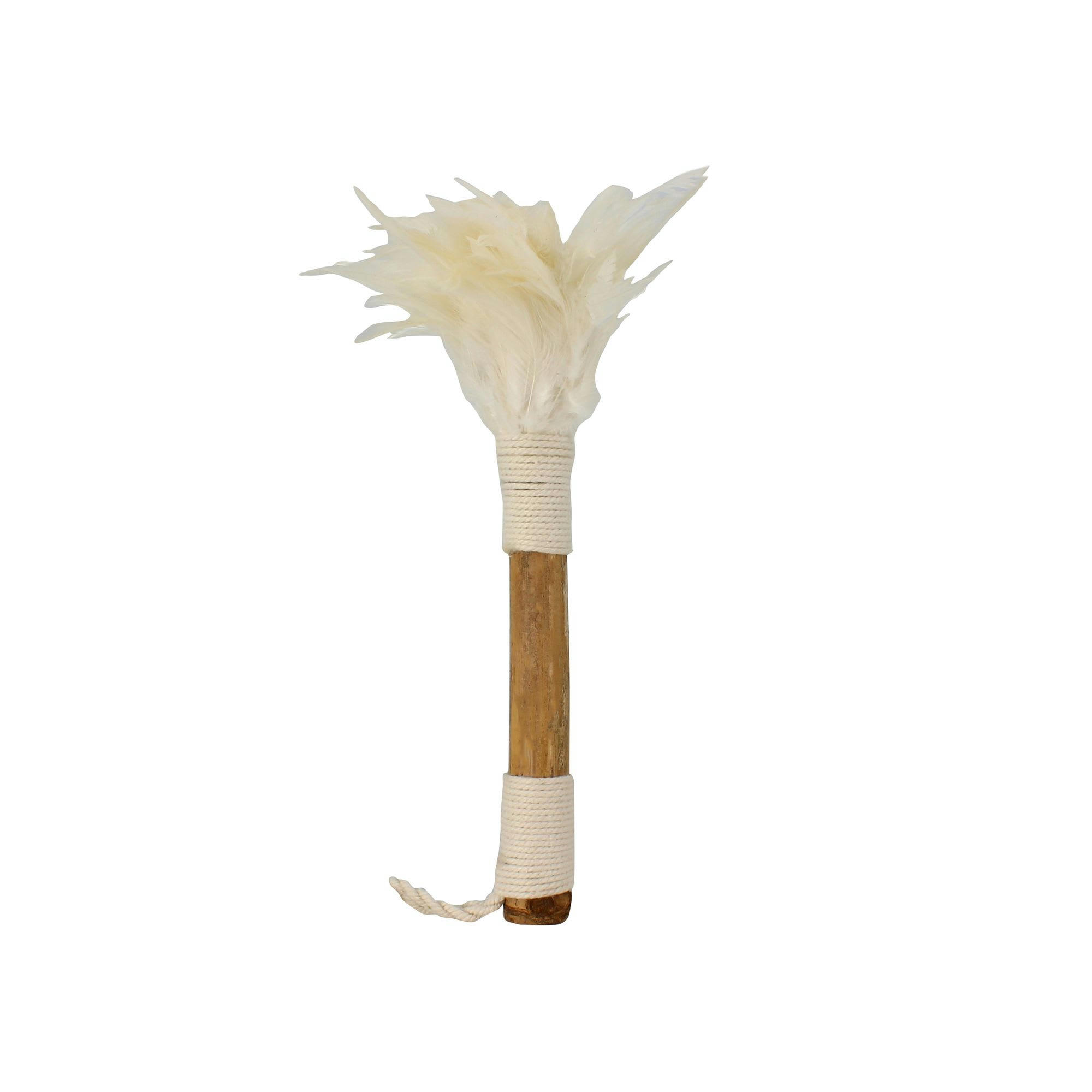 KEMOA - Plumeau décoratif en bambou et plumes blanches