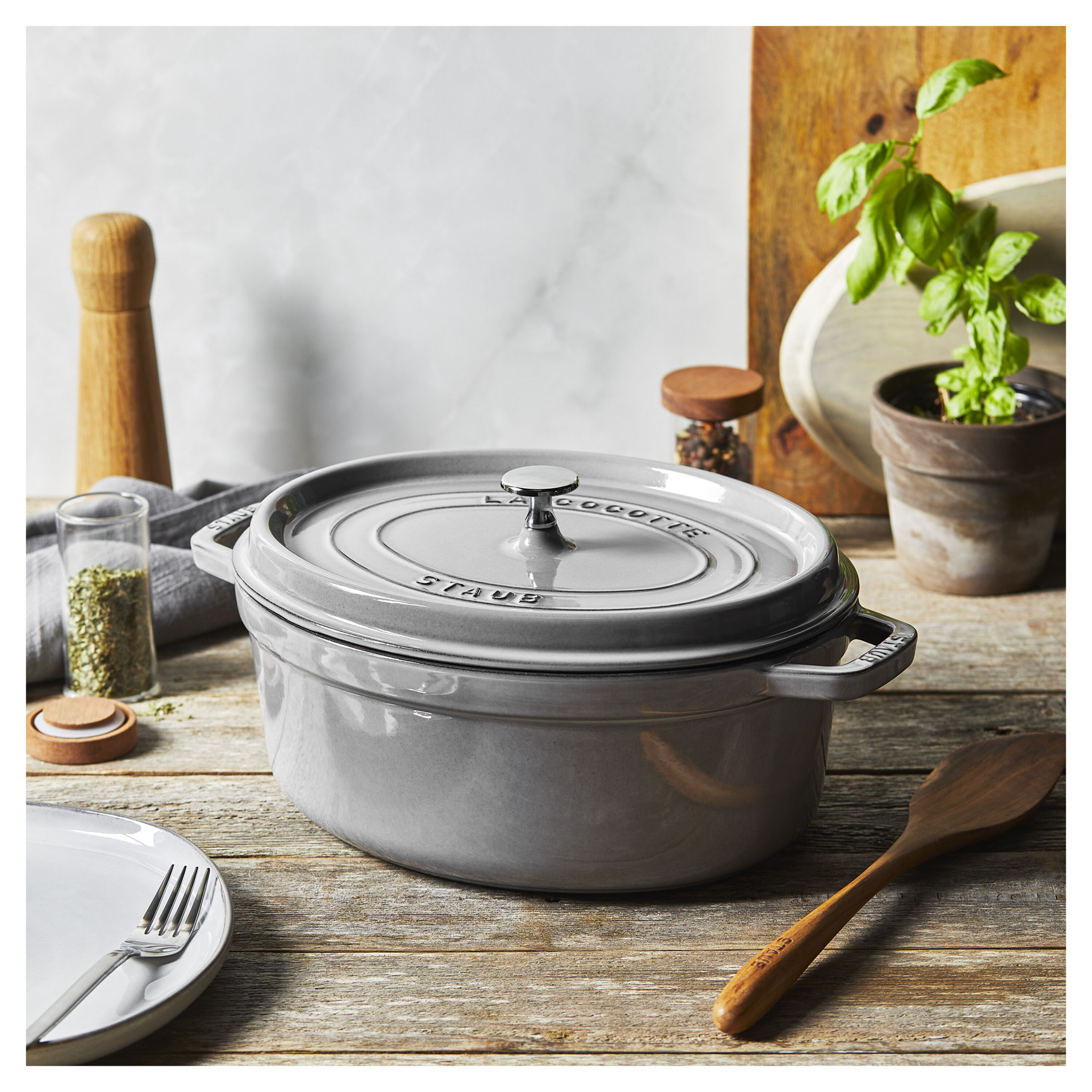 31 cm oval Cast iron Cocotte graphite-grey