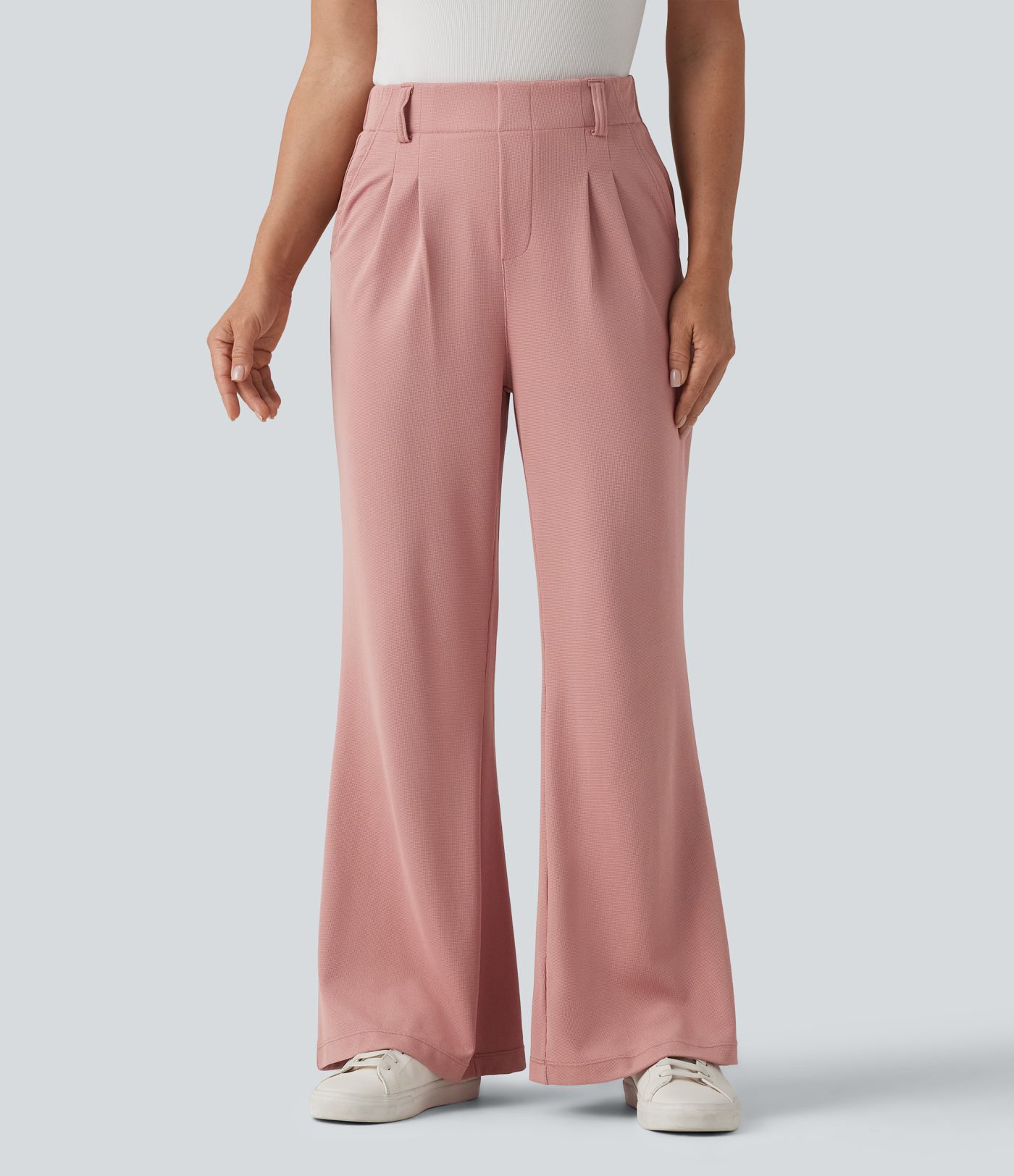 Halara Flex™ Pantalon tailleur évasé gaufré taille haute avec poches