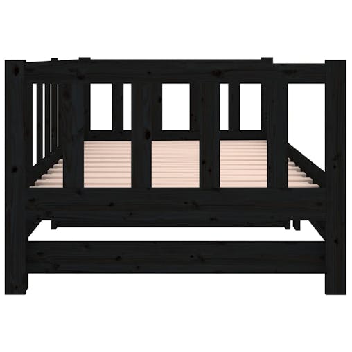 NNEVL Pull-out Day Bed Black 2x(92x187) cm Solid Wood Pine