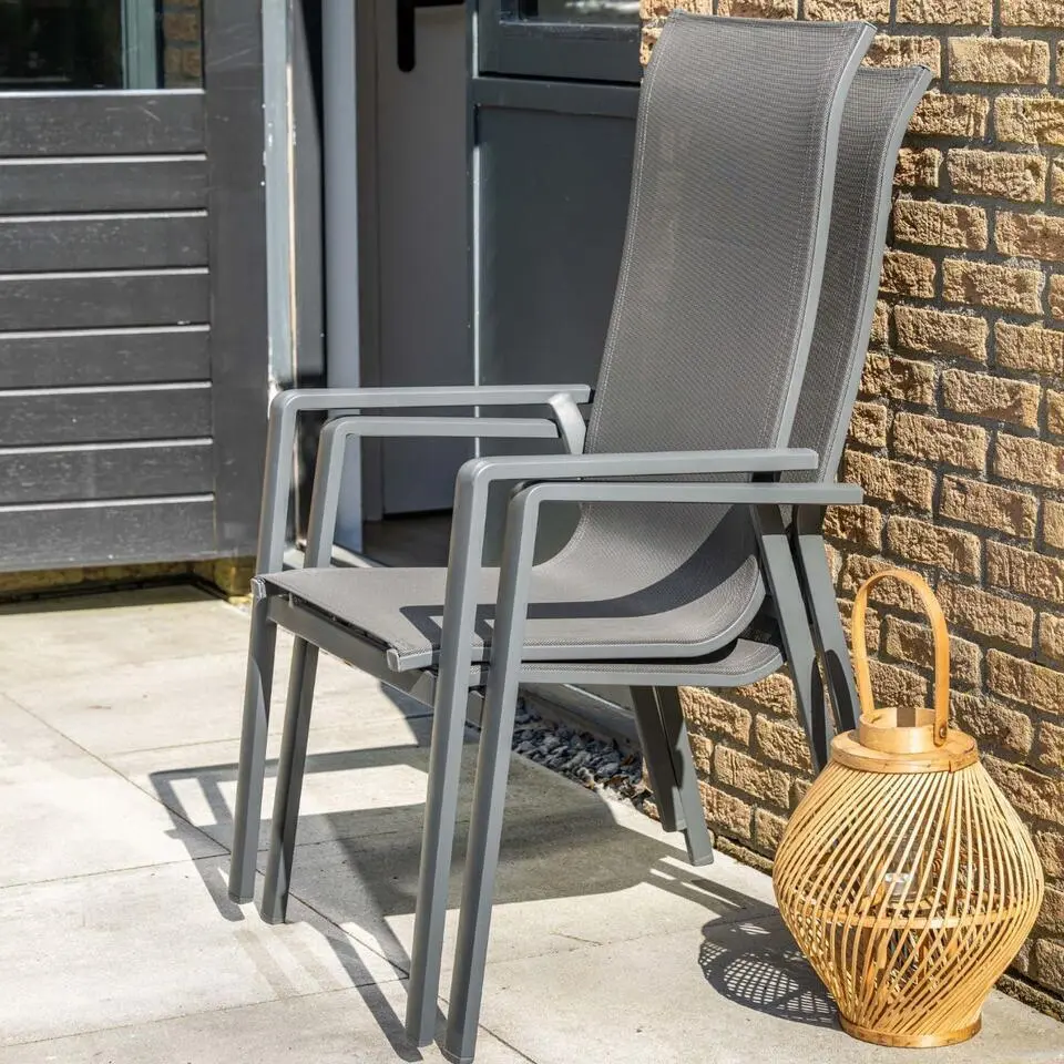 Garden Impressions Siena tuinstoel stapelbaar donker grijs - 4 stuks