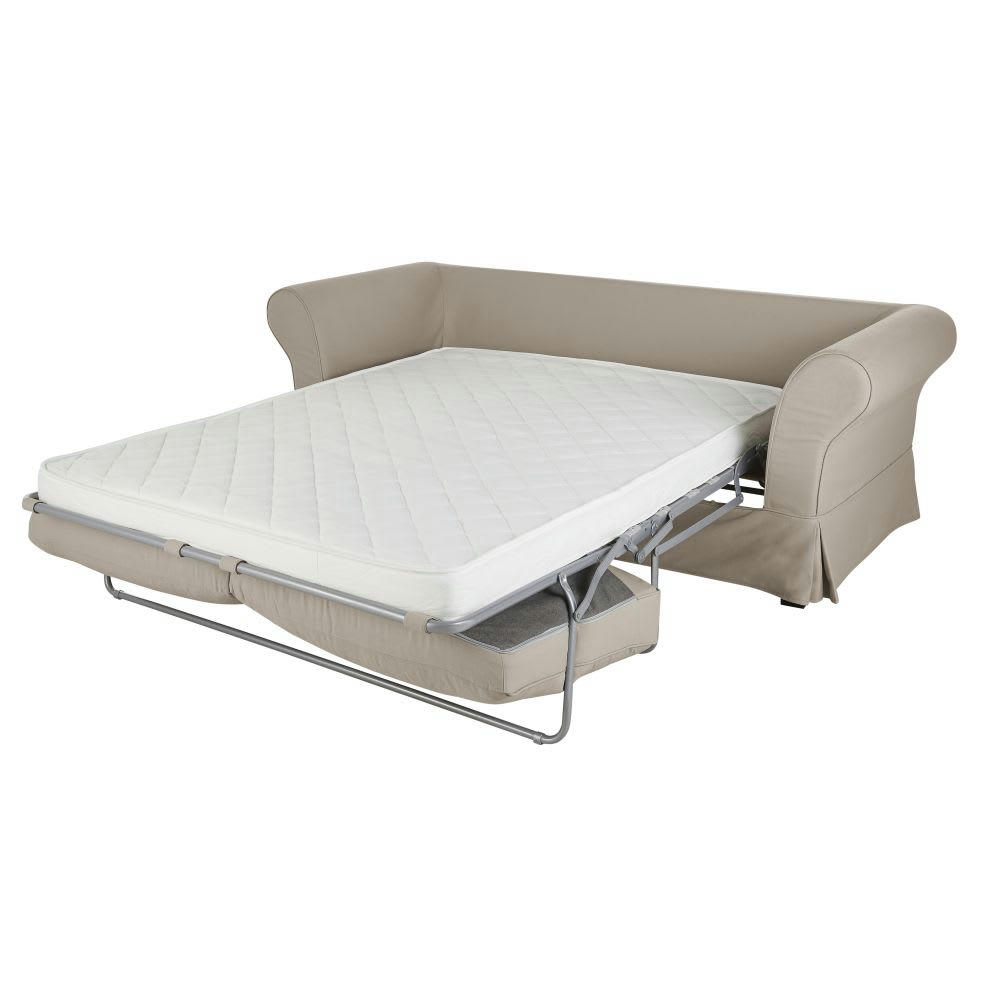 Roma - Housse de canapé convertible 3/4 places (matelas 12 cm) mastic