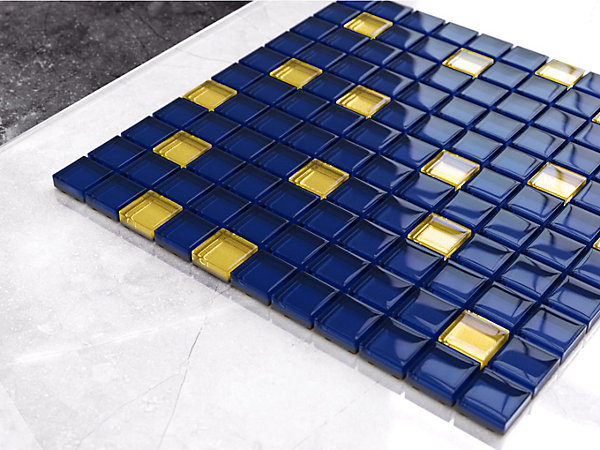 Mosaïque en verre sur filet pour salle de bain ou cuisine 30 cm x 30 cm - Starry sky