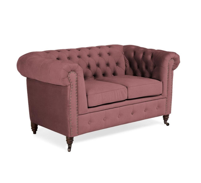 Ropez Chesterfield Oxford sofa 2os. pikowana welur wrzosowy
