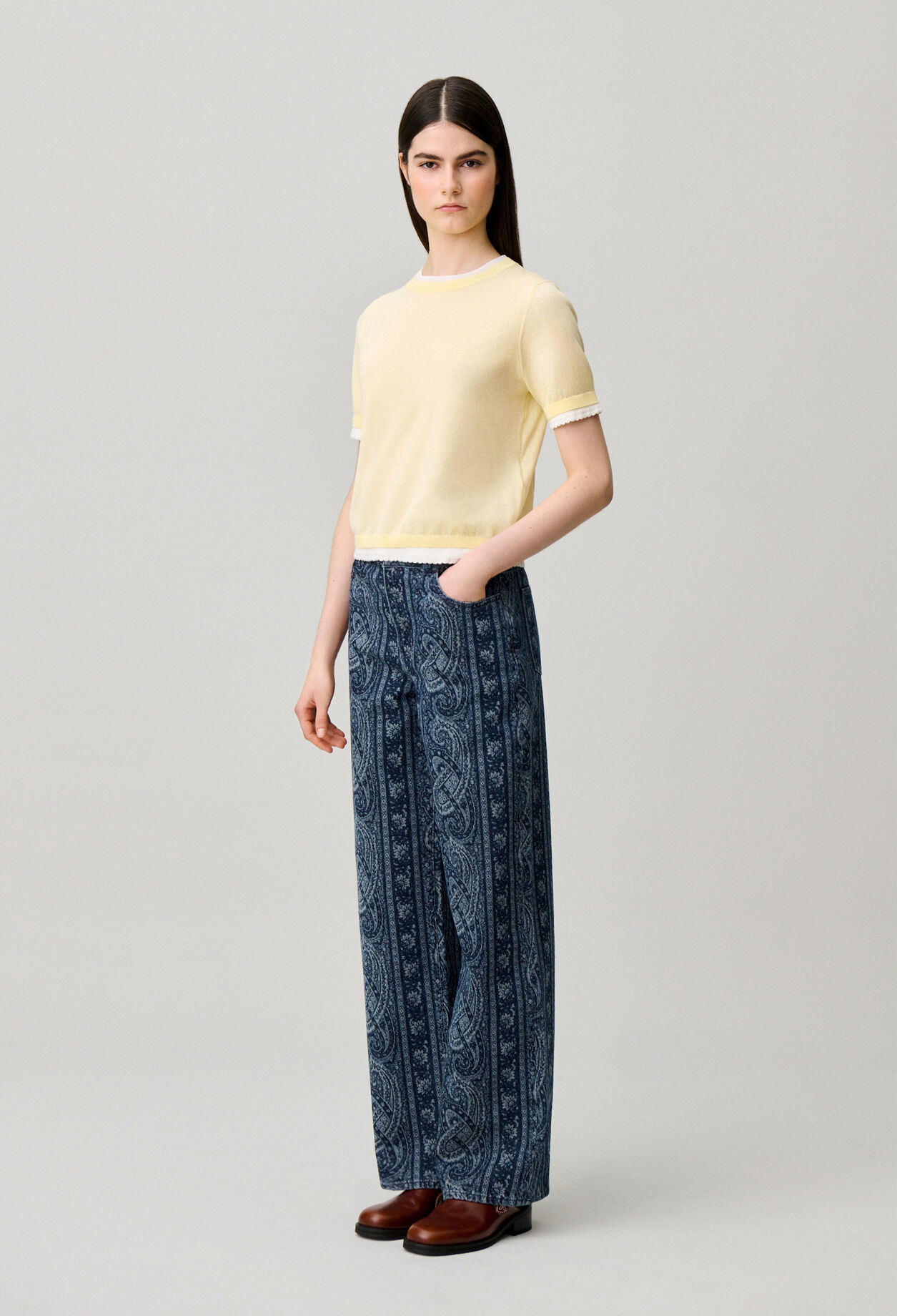 Pull maille contrastante