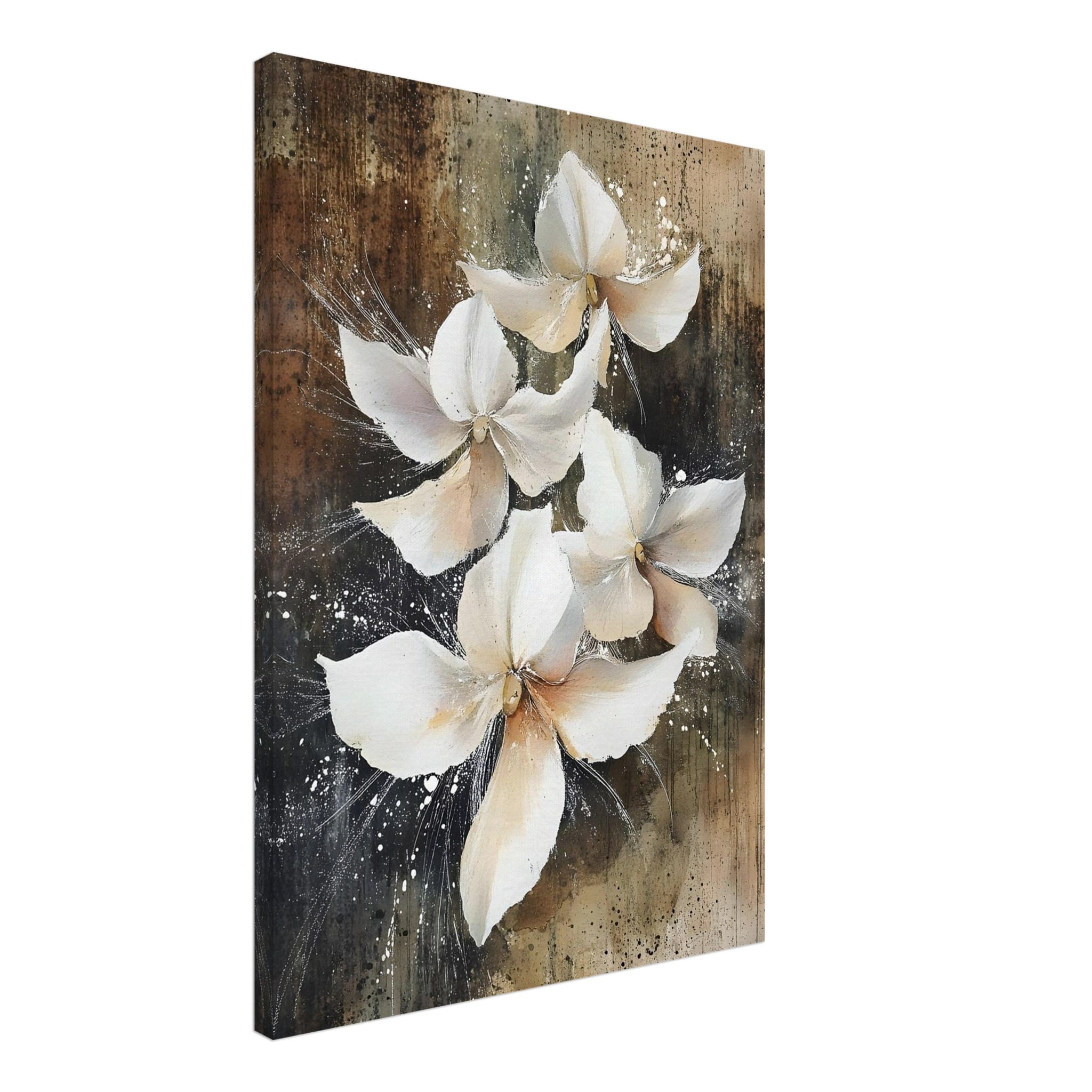 Artfulprints Canvas Vintage white blossoms canvas - 50x70 cm - Wit