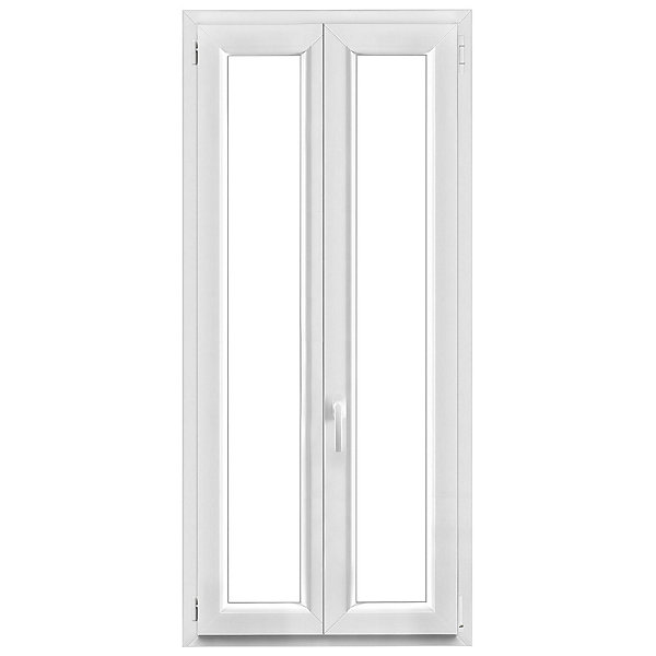 Fenêtre 2 vantaux oscillo-battante, tirant droit double vitrage GoodHome en PVC blanc l.85 x H.168 cm