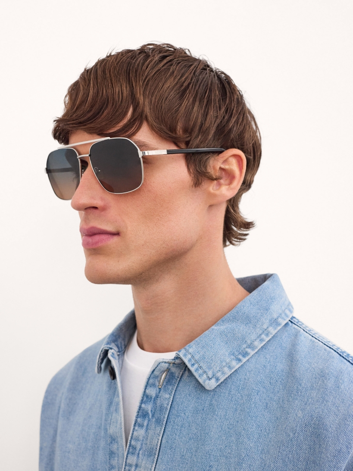 Glasses with brown and blue lenses