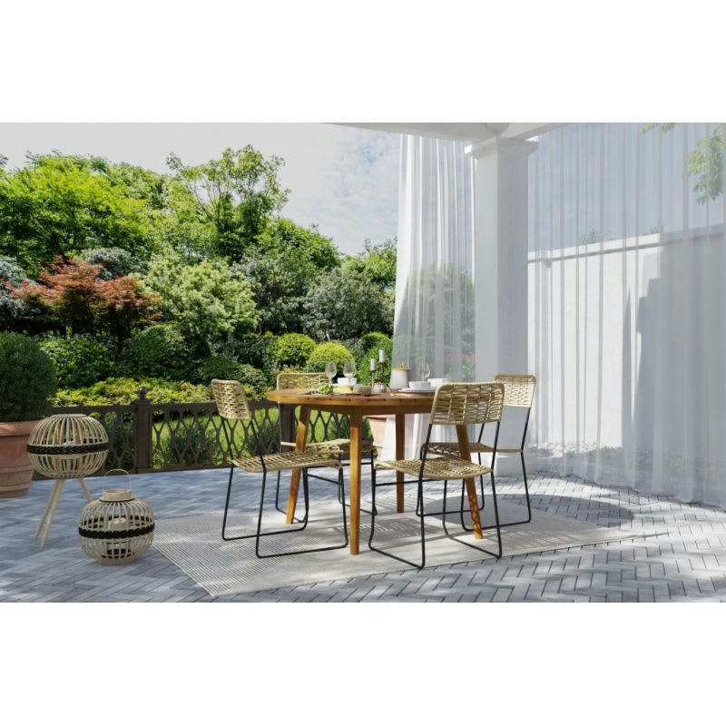 VERONE - Table ronde de jardin en bois d'acacia 120 cm