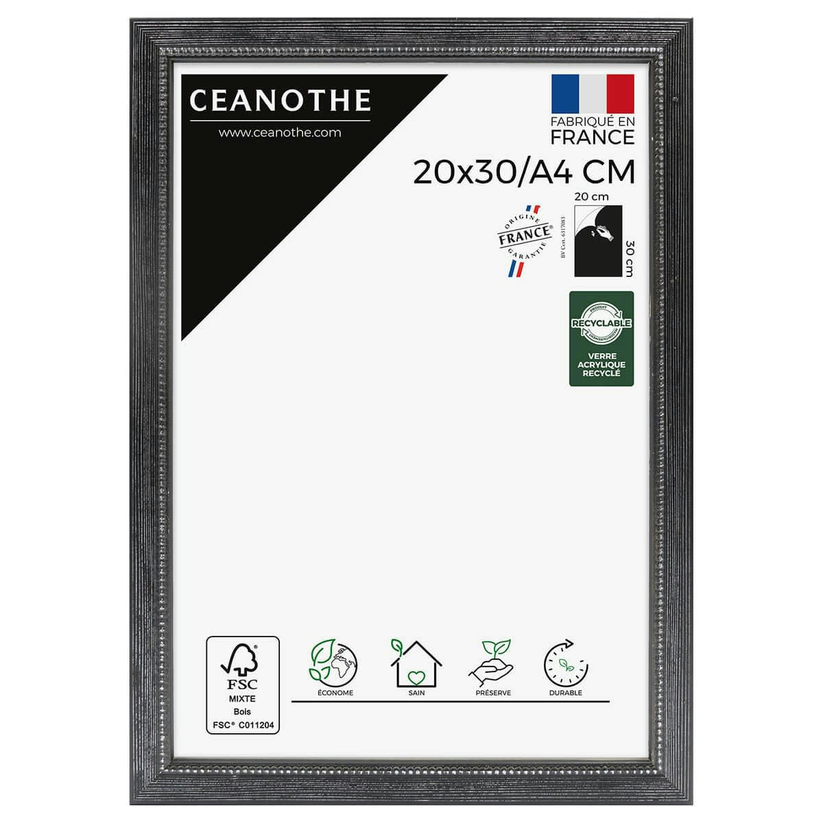 PERLE - Cadre photo Perle noir 20x30 cm