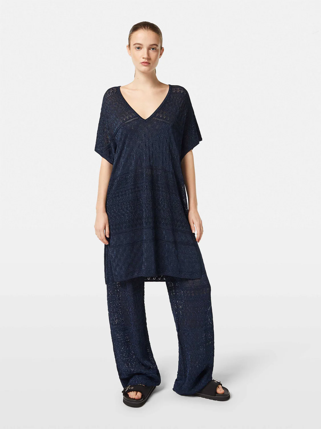 Metallic Pointelle Knit Tunic