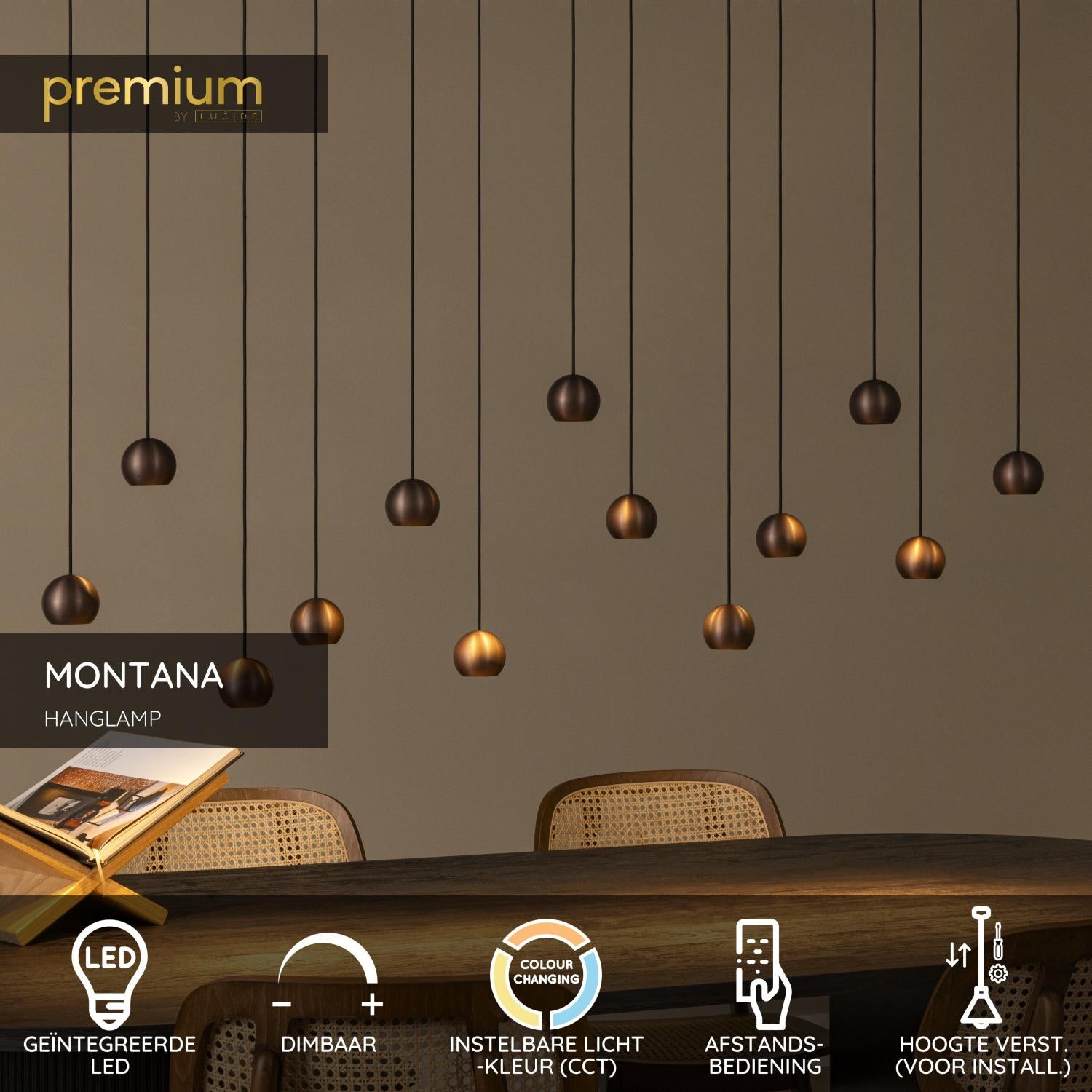 Lucide Premium MONTANA Hanglamp - Koffie