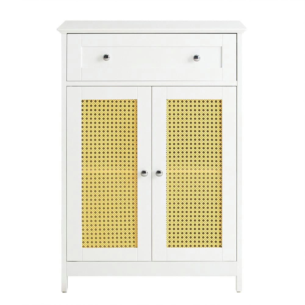 - Meuble de salle de bain avec 1 tiroir et 2 portes en ploy rotin