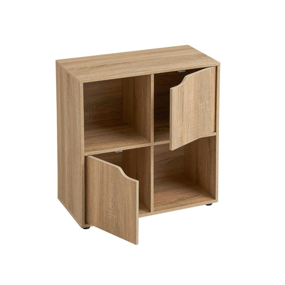 - Étagère basse en bois 4 casiers 2 portes 60x29,5x61,5cm