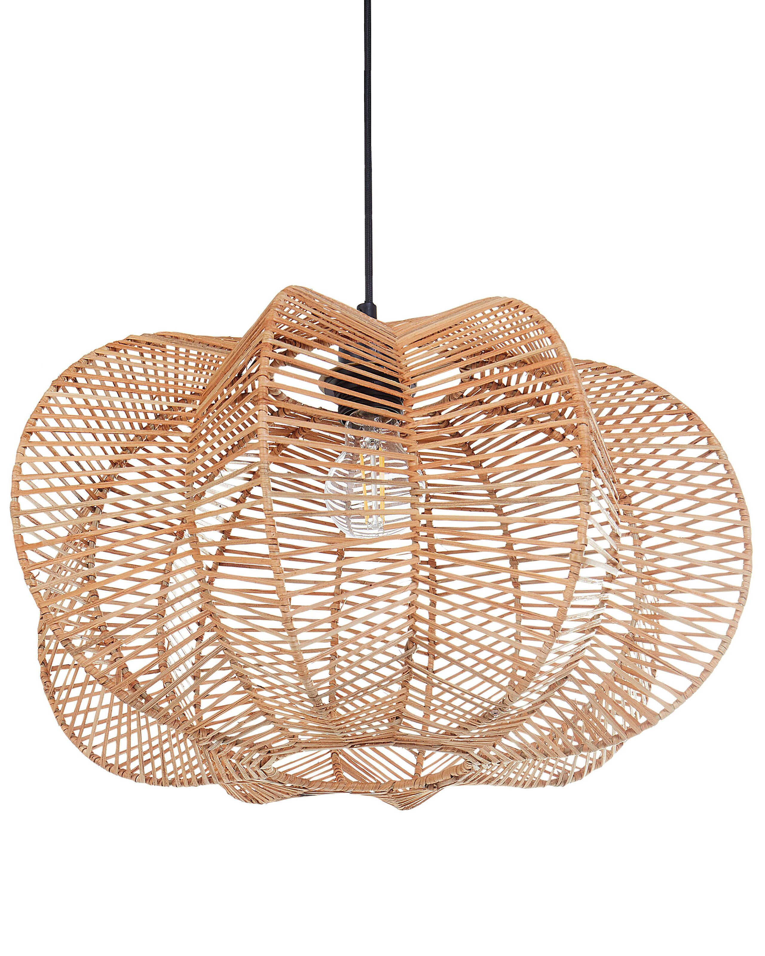 Lampa wisząca sufitowa rattanowy klosz naturalna