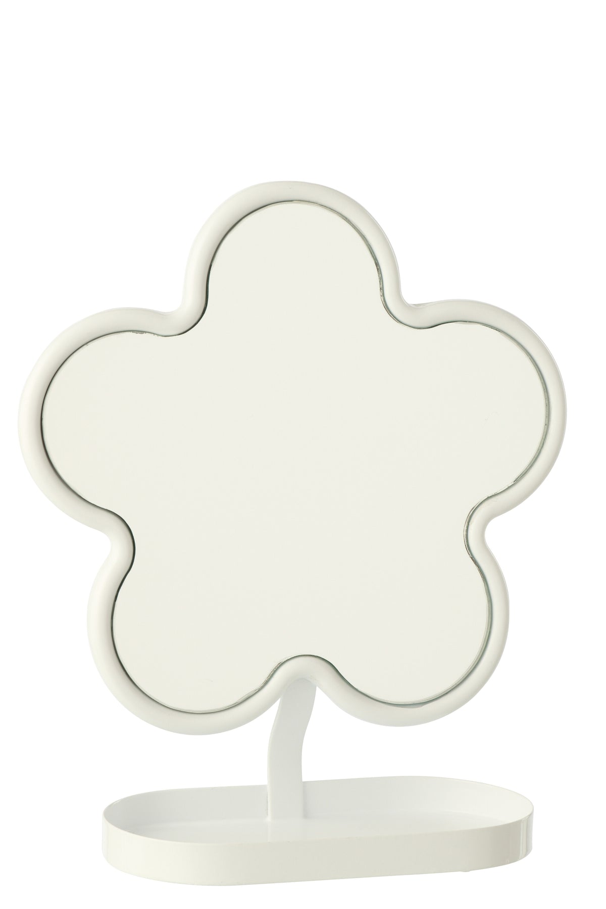 J-Line spiegel Bloem - ijzer - wit