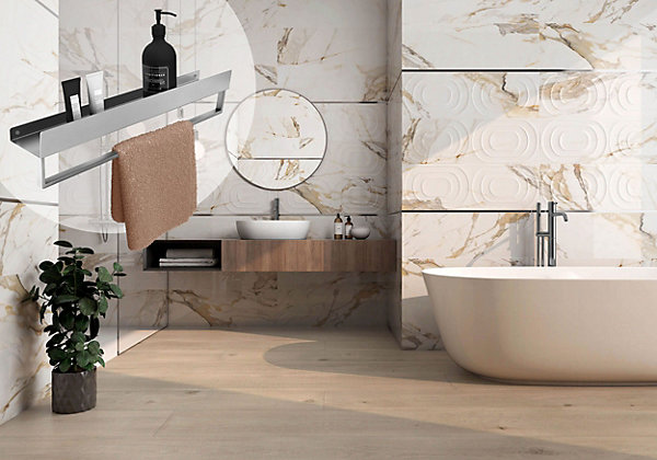 ETAGÈRE DE SALLE DE BAIN REA SF01-450 45CM BRUSH STEEL