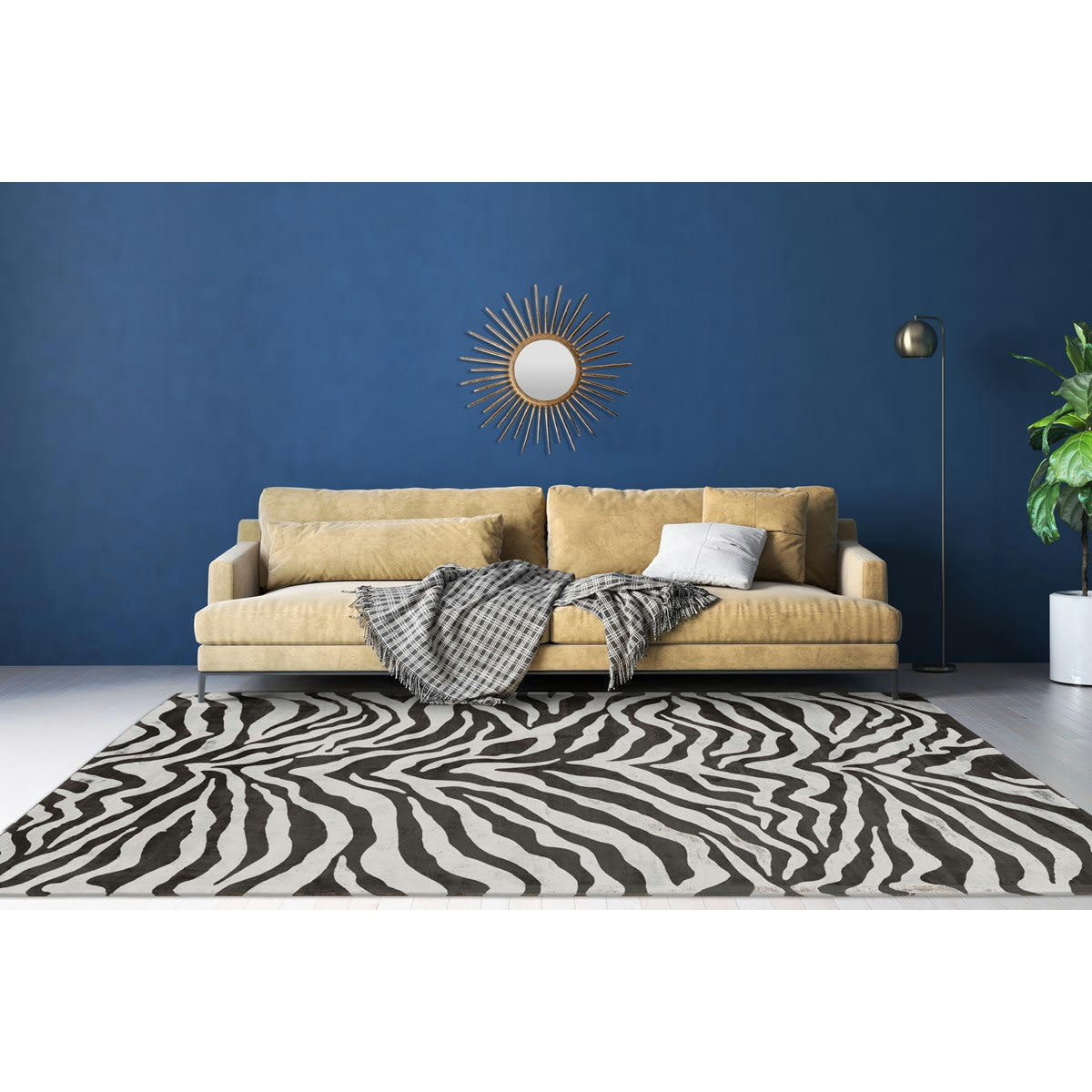 ZEBRA - Tapis moderne fait main en Viscose Noir 200x290 cm