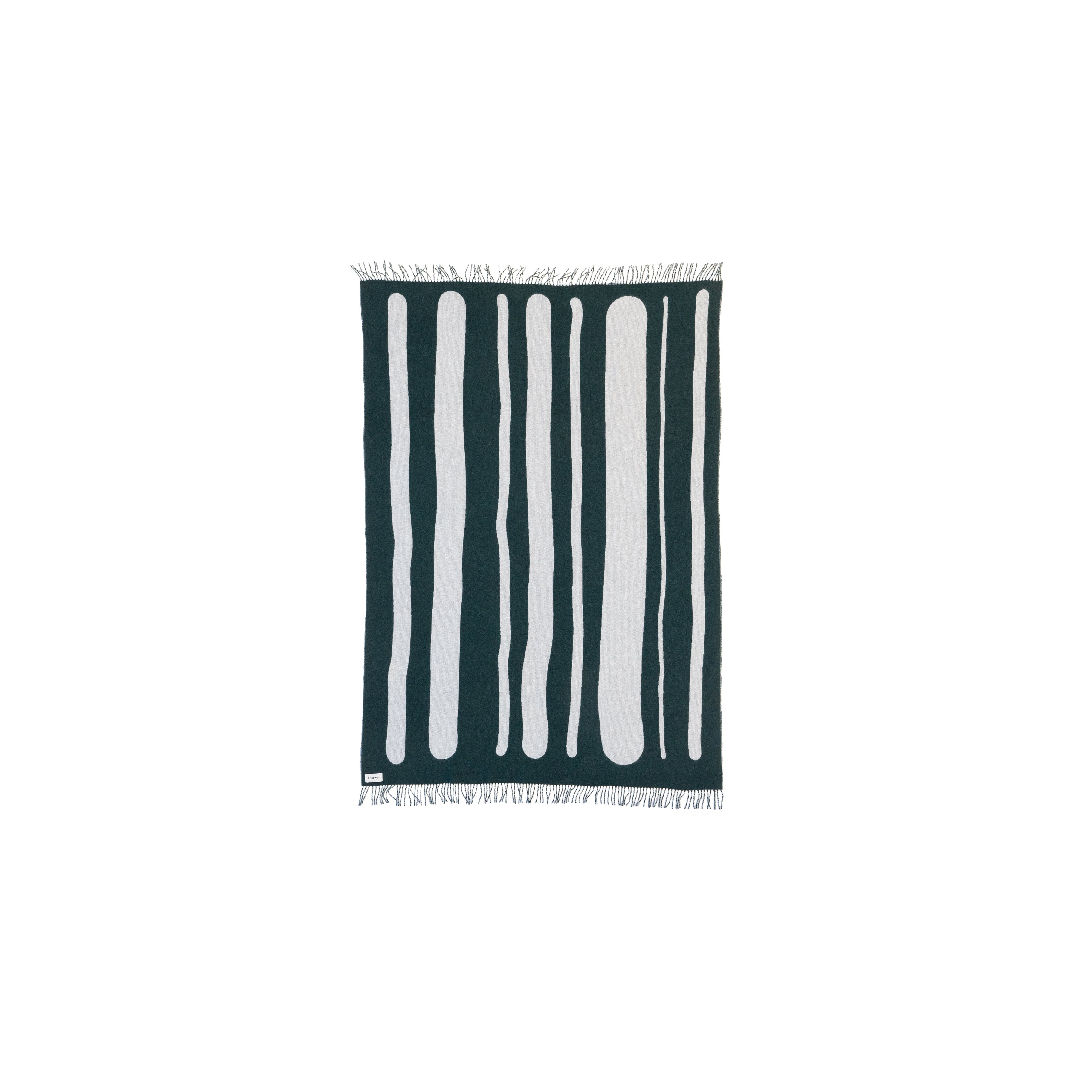 Green and Porcelain Woven Throw - Modern Vertical Stripe Pattern