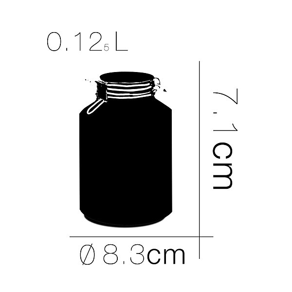 Lot de 24 bocaux hermétiques à bouchon mécanique, bocal pot de conservation, jarre en verre, 12.5 cl - D 8.3 x H 7.1 cm