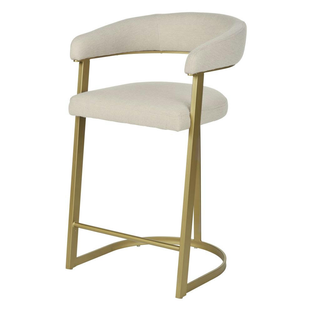 Warren - Chaise pour îlot central beige et dorée H66