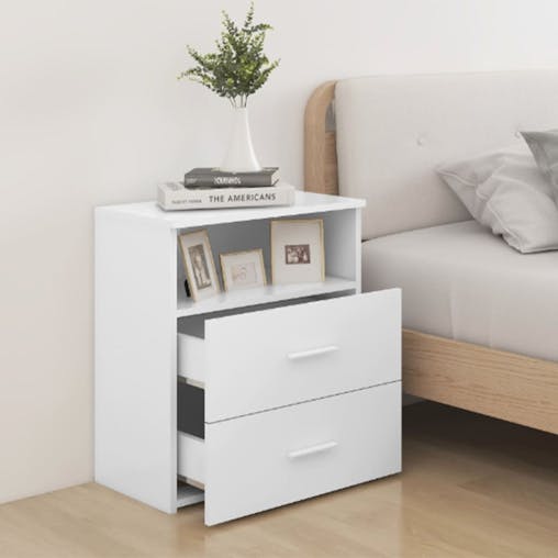 NNEVL Bed Cabinet White 50x32x60 cm