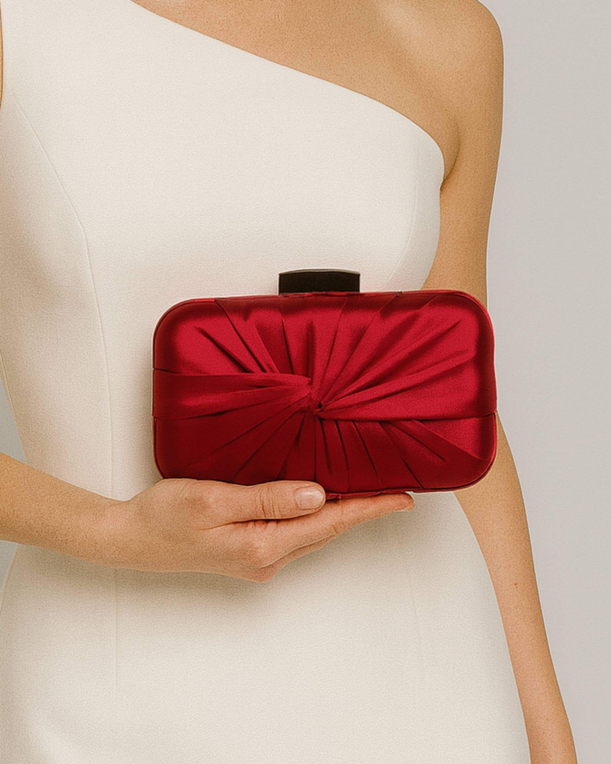 AJVANI Evening Pleated Satin Bridal Wedding Prom Party Clutch Bag