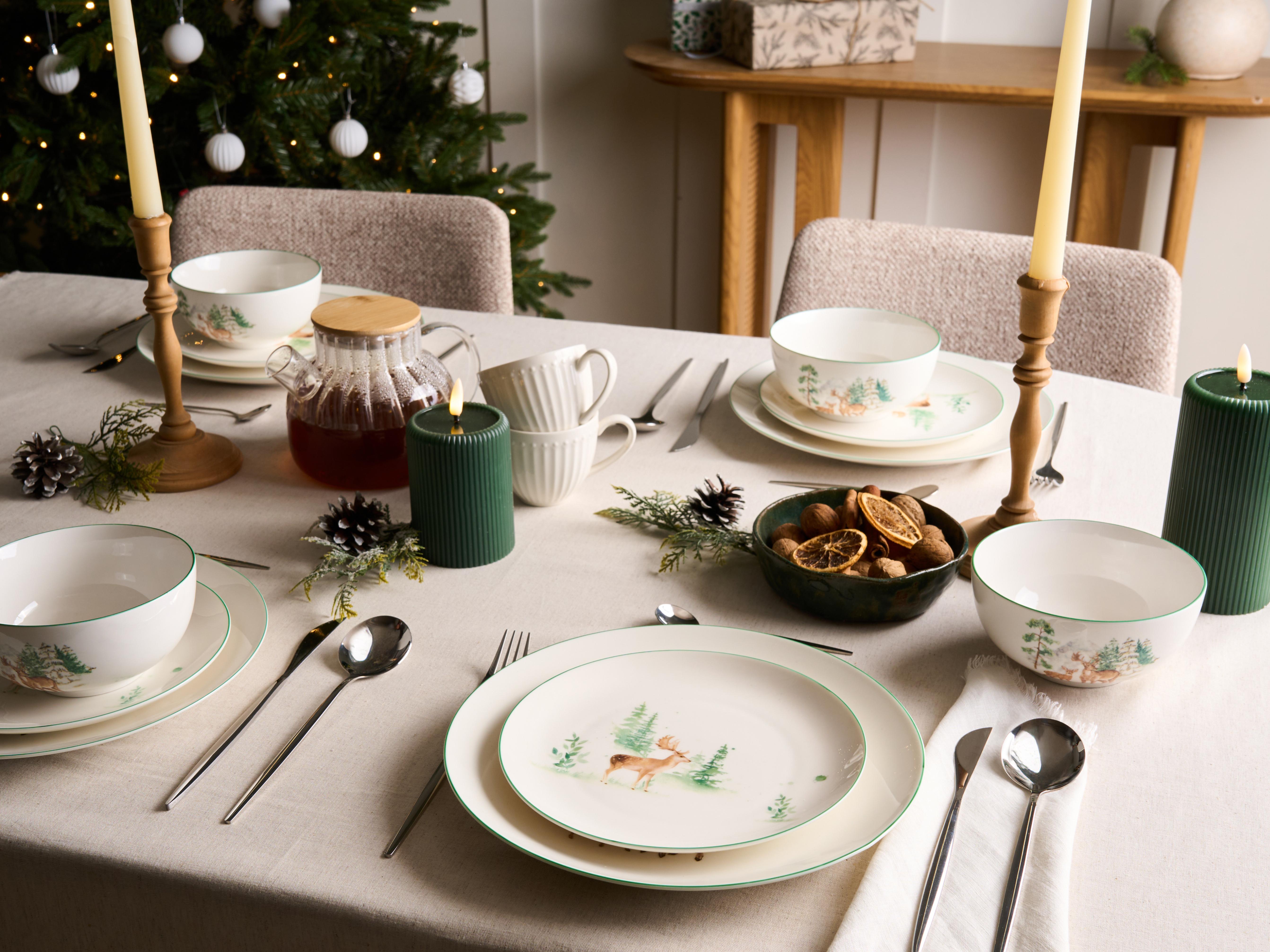 Set of 12 Dinnerware CHILI Porcelain White