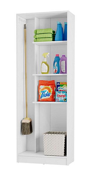 Armoire, placard de rangement avec 2 portes coloris blanc - longueur 61 x profondeur 32 x hauteur 170 cm