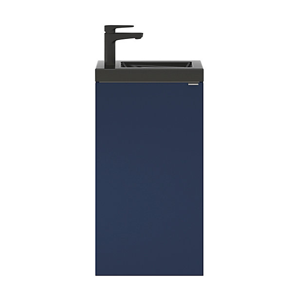 Meuble lave-mains à poser bleu nuit mat l.44 cm Imandra   plan vasque noir céramique Nira, GoodHome