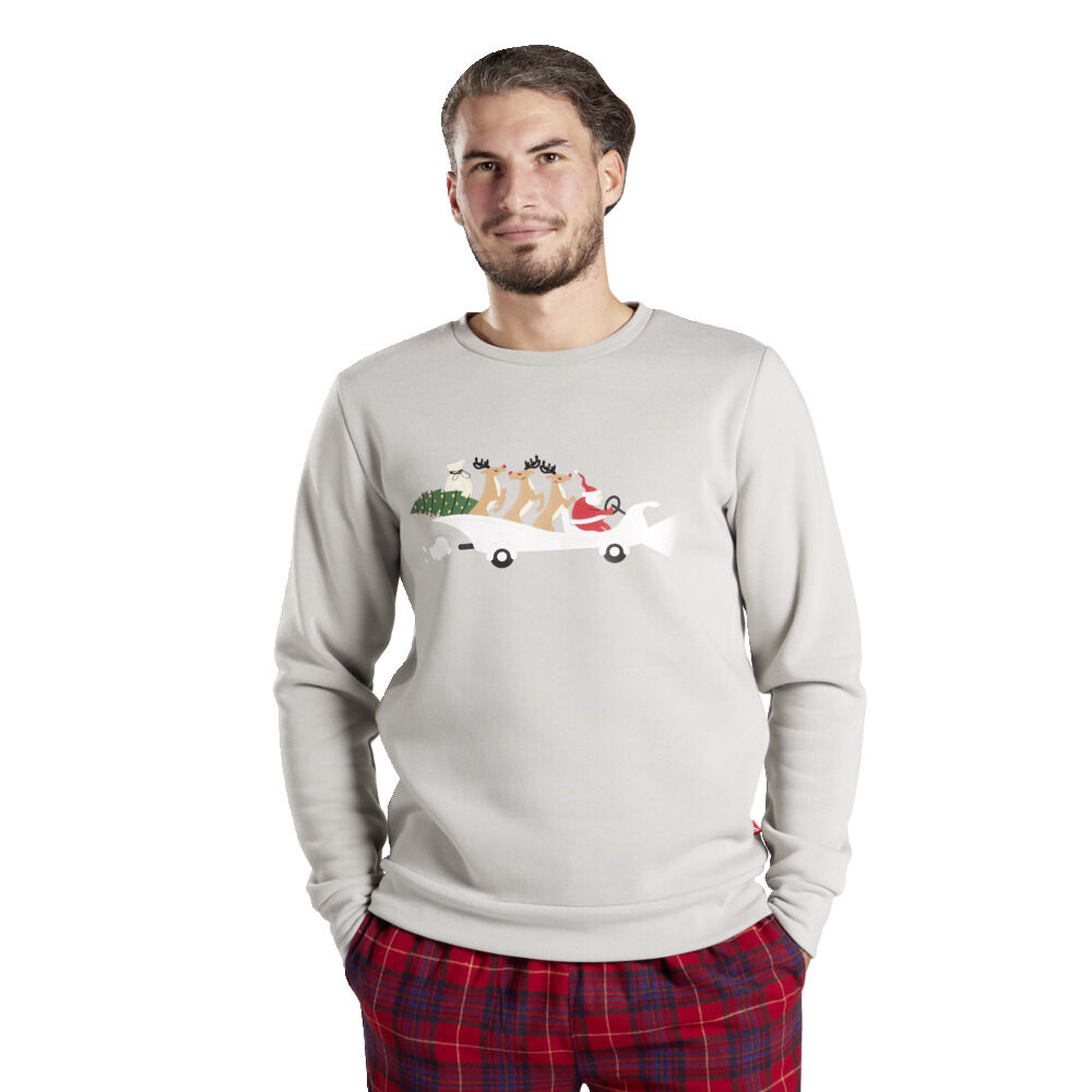 Pull de No&euml;l homme voiture rennes et Père No&euml;l - M/L/XL