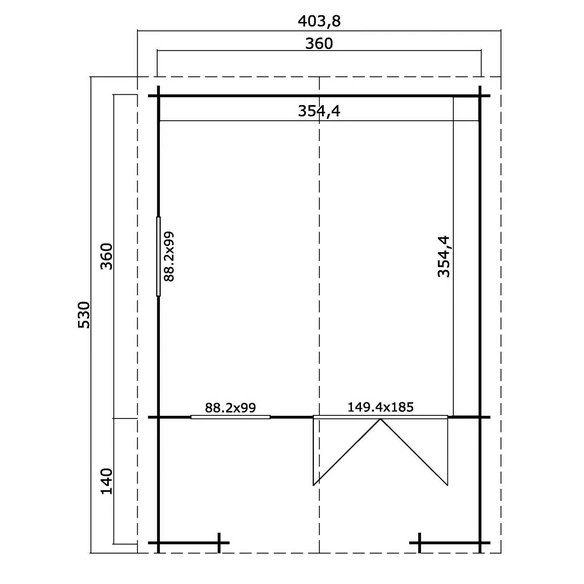 Gartenhaus »Luna«, BxHxT: 403,8 x 245,1 x 530 cm (Außenmaße inkl. Dachüberstand), Holz
