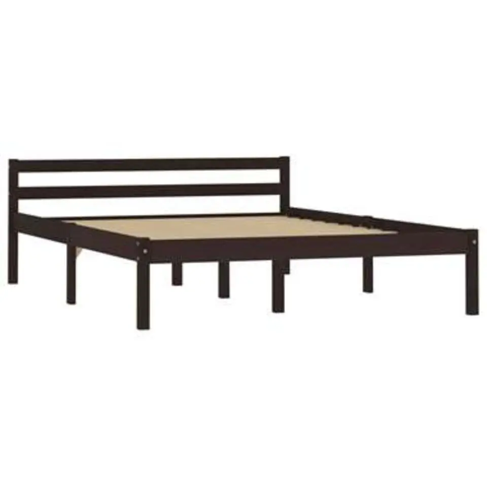 vidaXL - Bed met hoofdeinde - Donkerbruin - Massief grenenhout - 140x200 cm