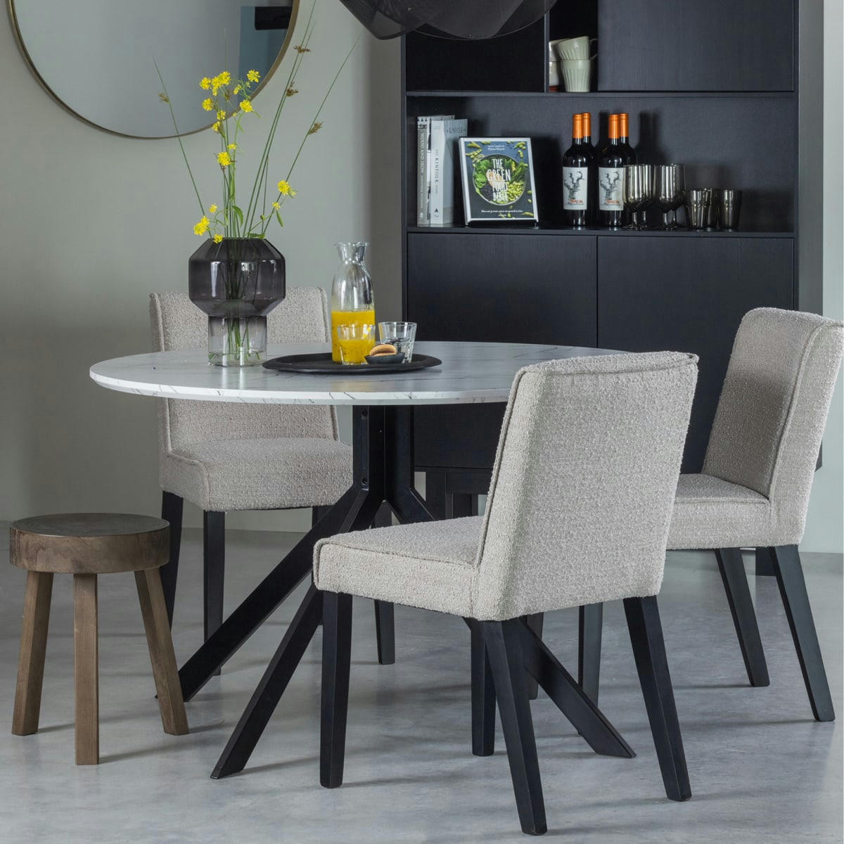 AVILA - Chaise salle à manger moderne en tissu bouclé