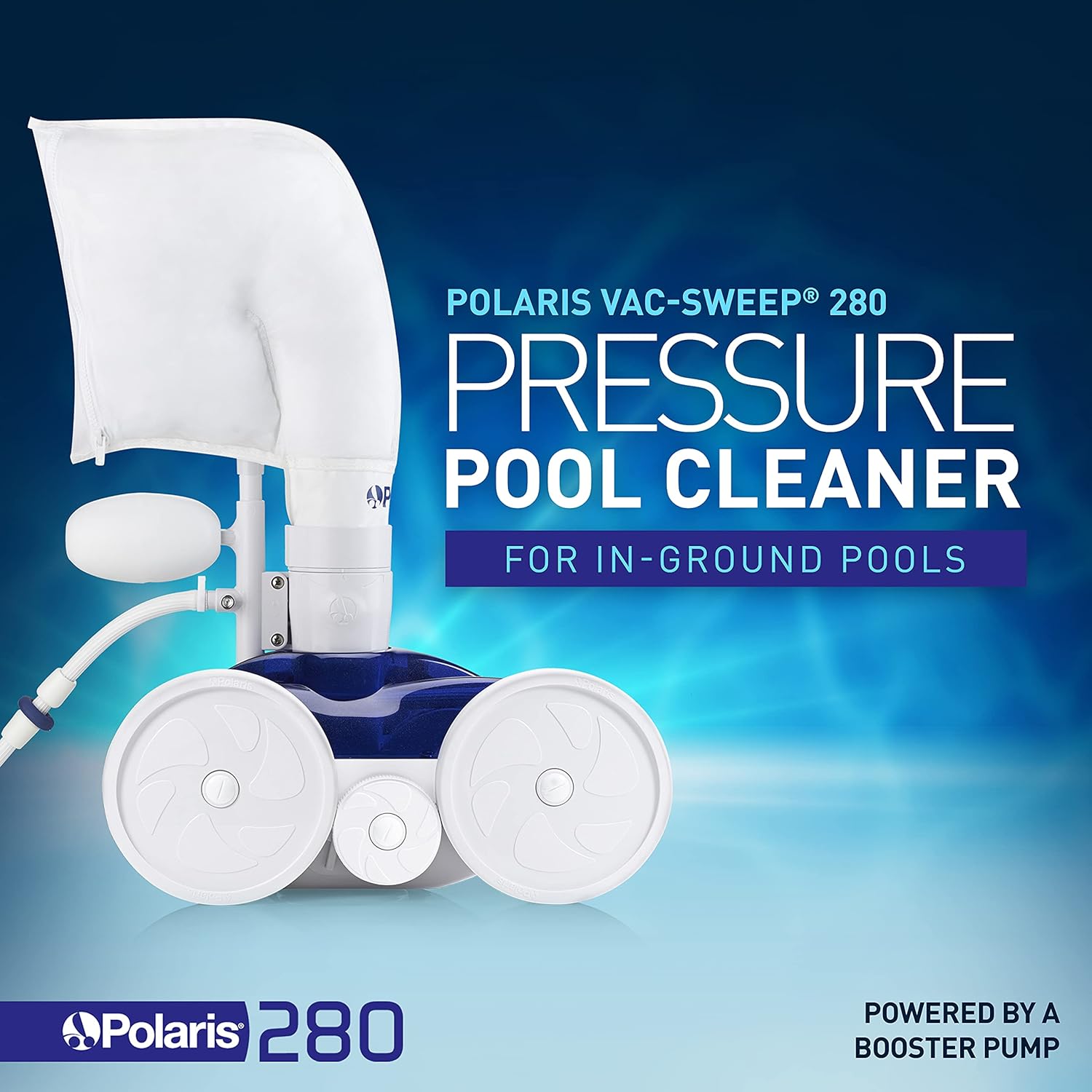 Polaris Vac-Sweep 280 Pressure-Side In-ground Pool Cleaner  Double Venturi Jet Powered  31ft of Hose with an All Purpose Debris Bag