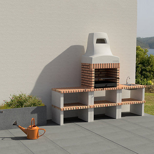 MOVELAR - Barbecue préfabriqué à bois et charbon de bois PACK 1 NAZCA NARANJA - REF : M00353 - Usage Extérieur