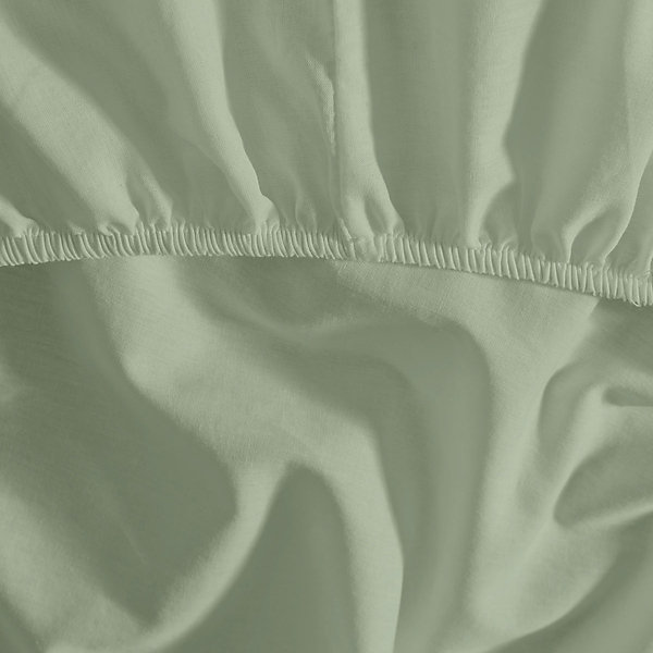 Drap housse en coton bonnet 30 cm Sauge 160x200 cm STUDIO