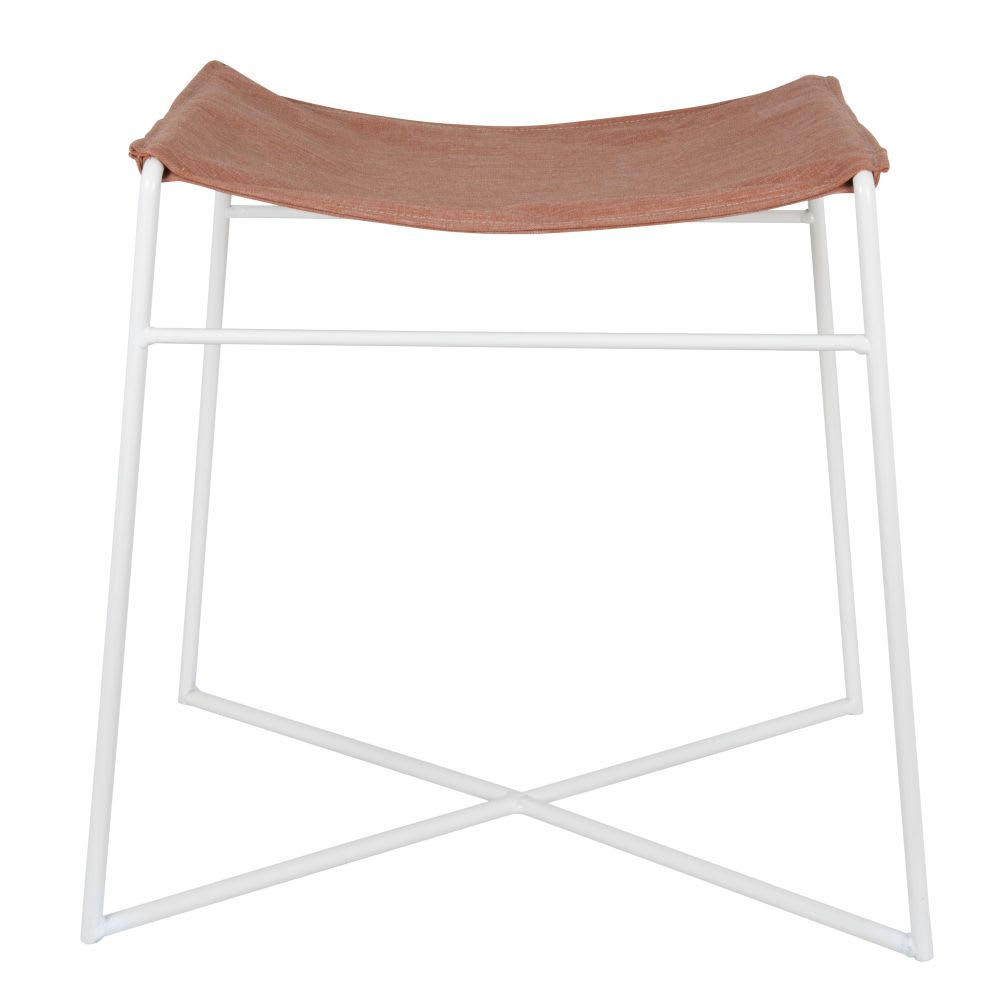 ASSIANA - Tabouret blanc et terracotta
