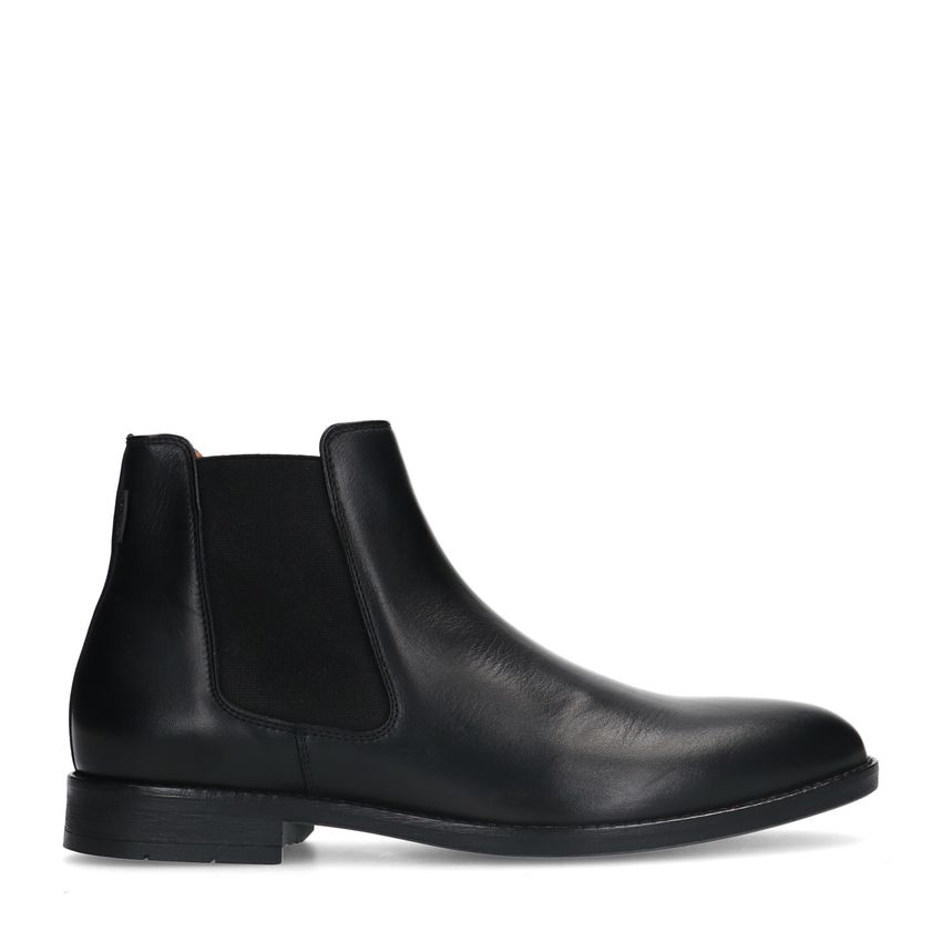 Manfield Zwarte leren chelsea boots