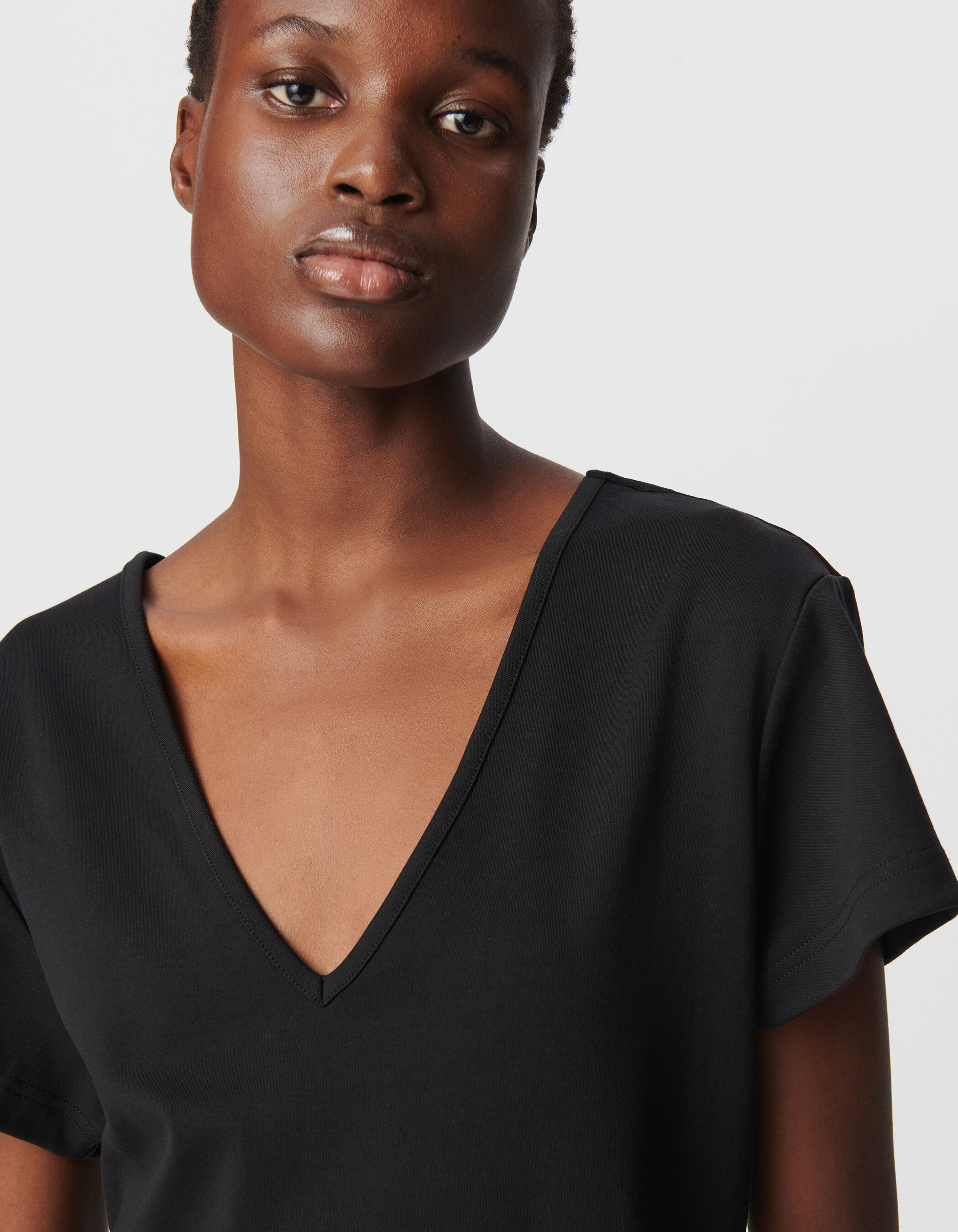 Robe longue noire bi-matière plissée Femme