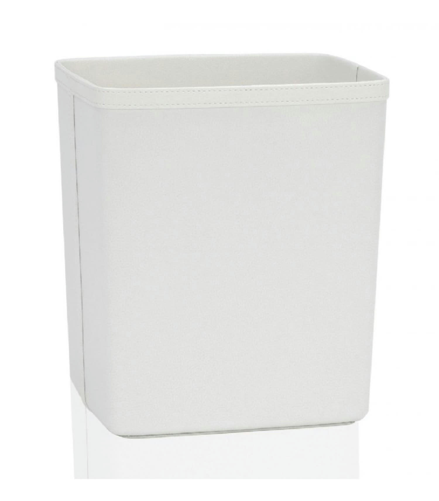 SIMILICUIR - Corbeille à papier de bureau en similicuir blanc