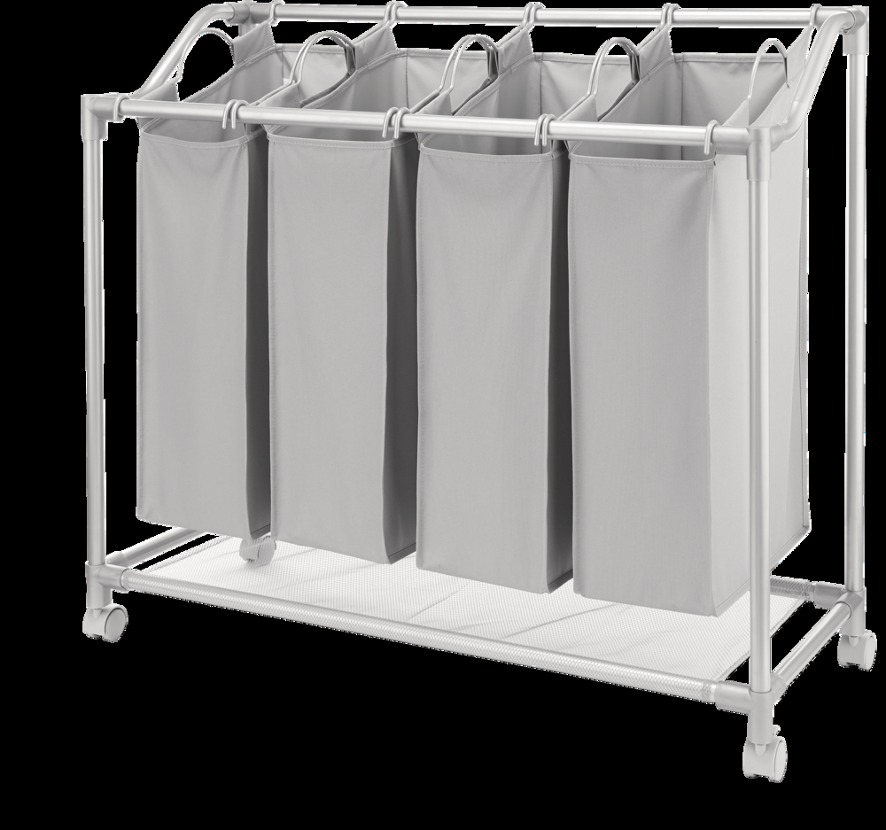 type A Front Loading Quad Laundry Sorter, 37.3 x 15 x 33.5-in