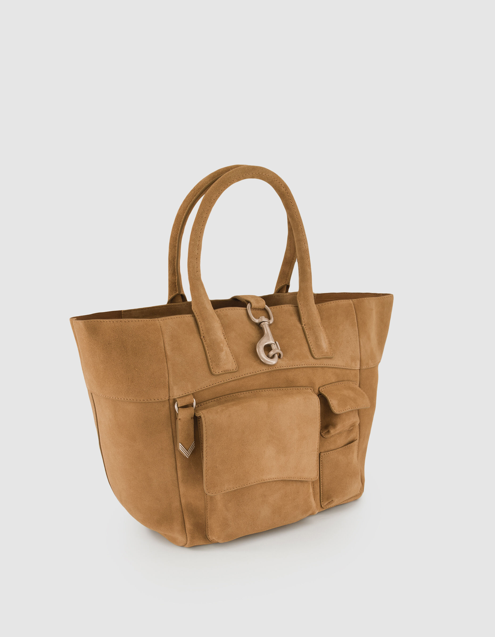 Sac cabas Working camel cuir velours Femme