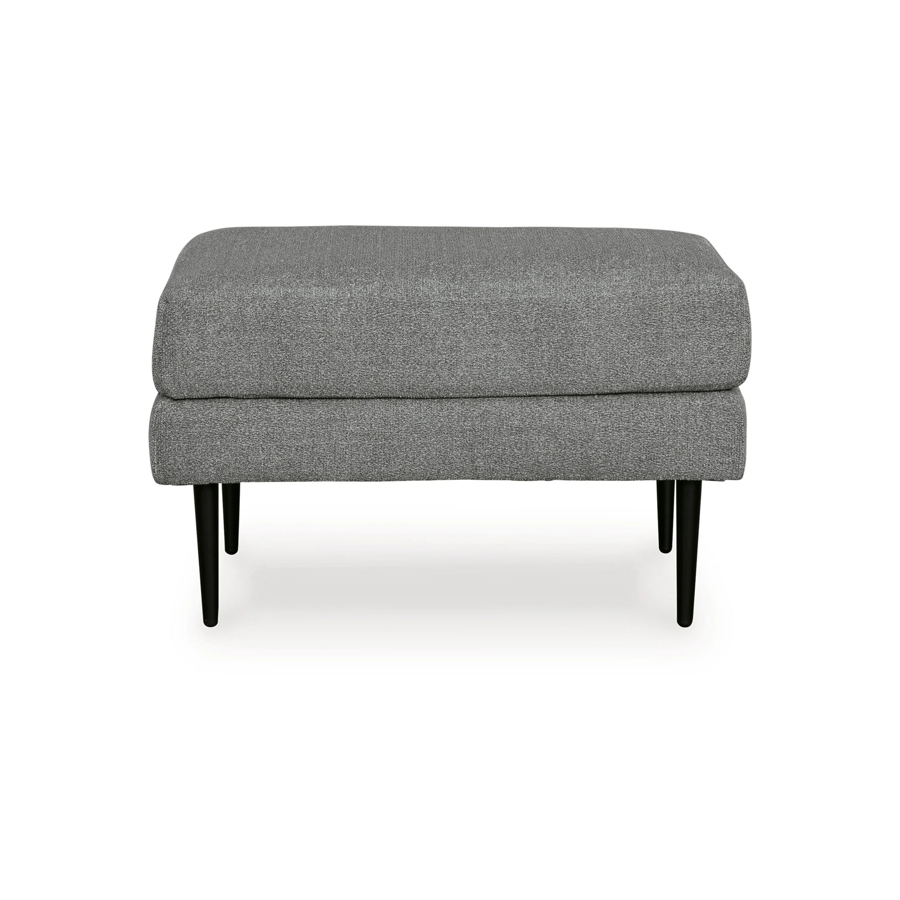 Haez Ottoman, Charcoal Gray Polyester, Tapered Black Legs, 30 Inch