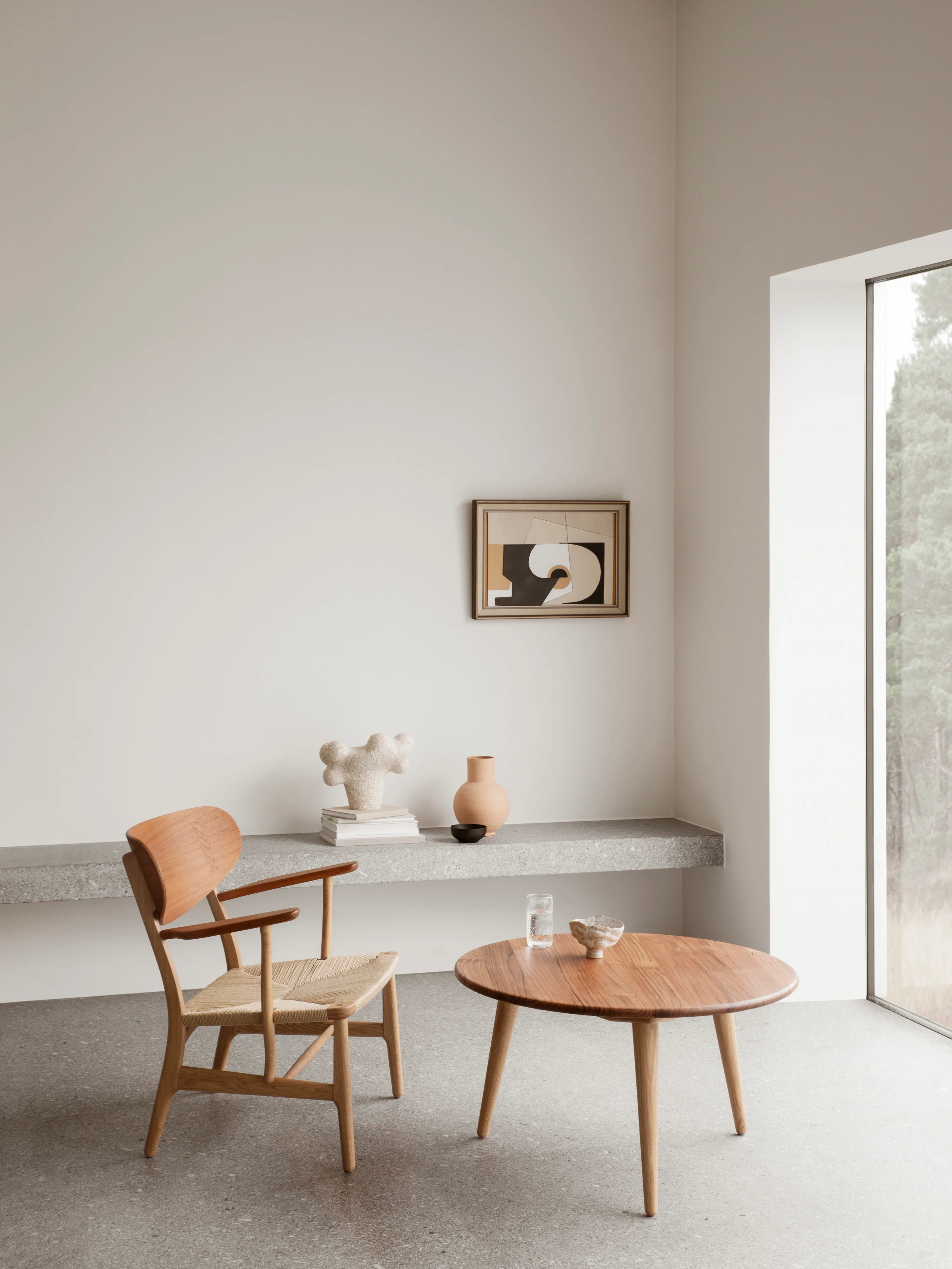 Runder Couchtisch CH008 aus Eichenholz und Teakholz